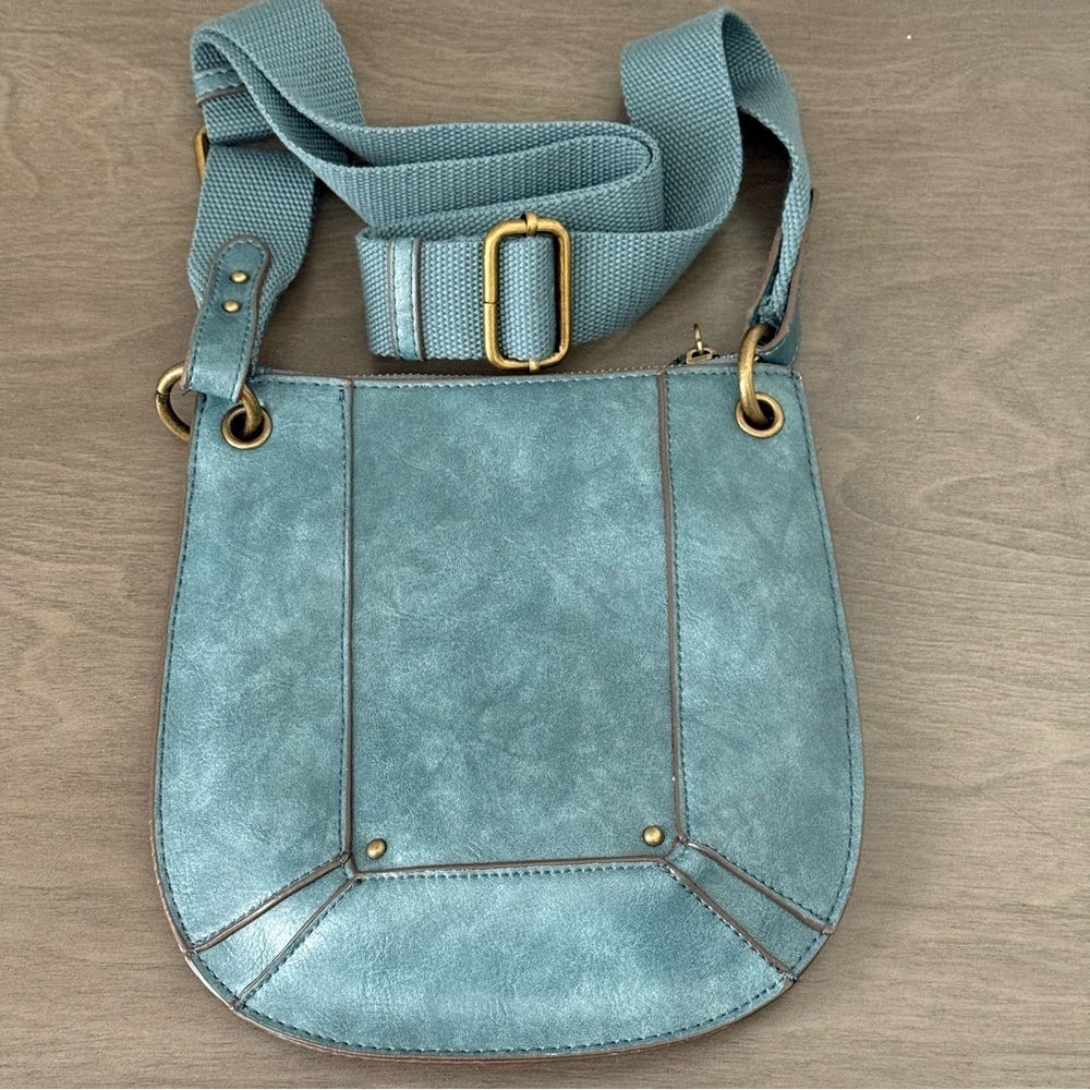 Blue Faux Leather Handbag